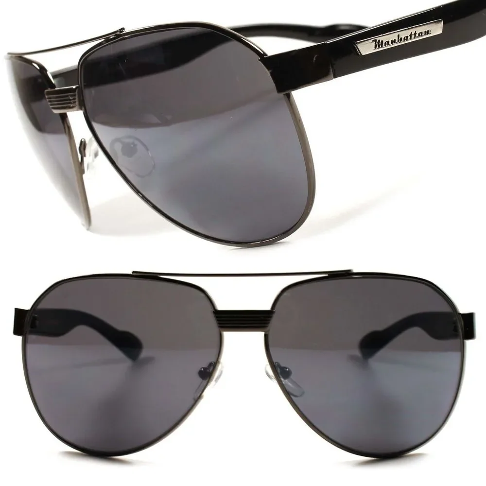 Designer Black Stylish Mens Womens Oversized Military Air Force Style Sunglasses